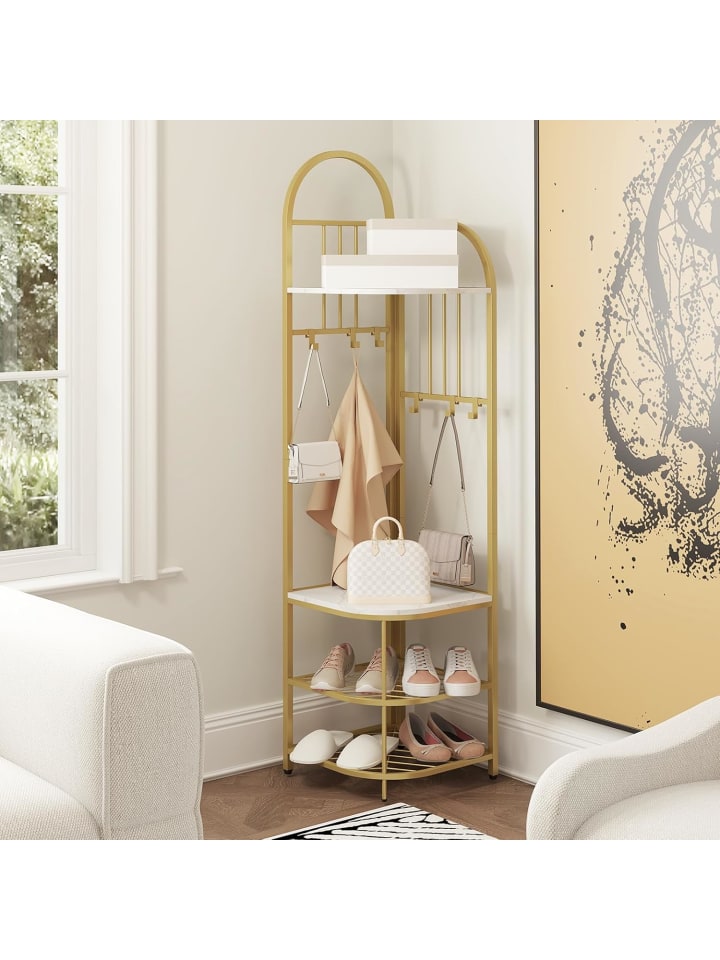 COSTWAY 180CM Garderobenständer Eck in Gold günstig kaufen onesize