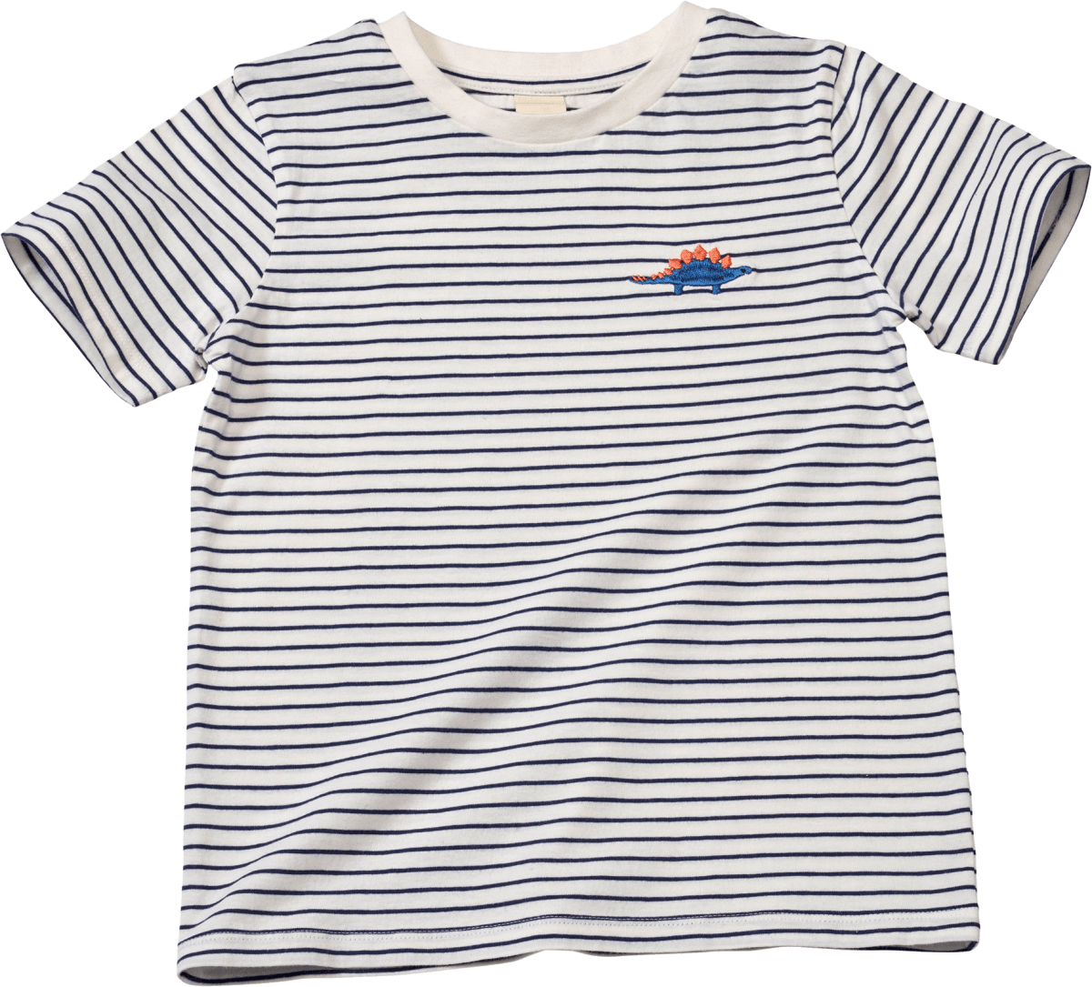 T-Shirt mit Ringeln & Dino-Motiv, weiß & blau, Gr. 116, 1 St