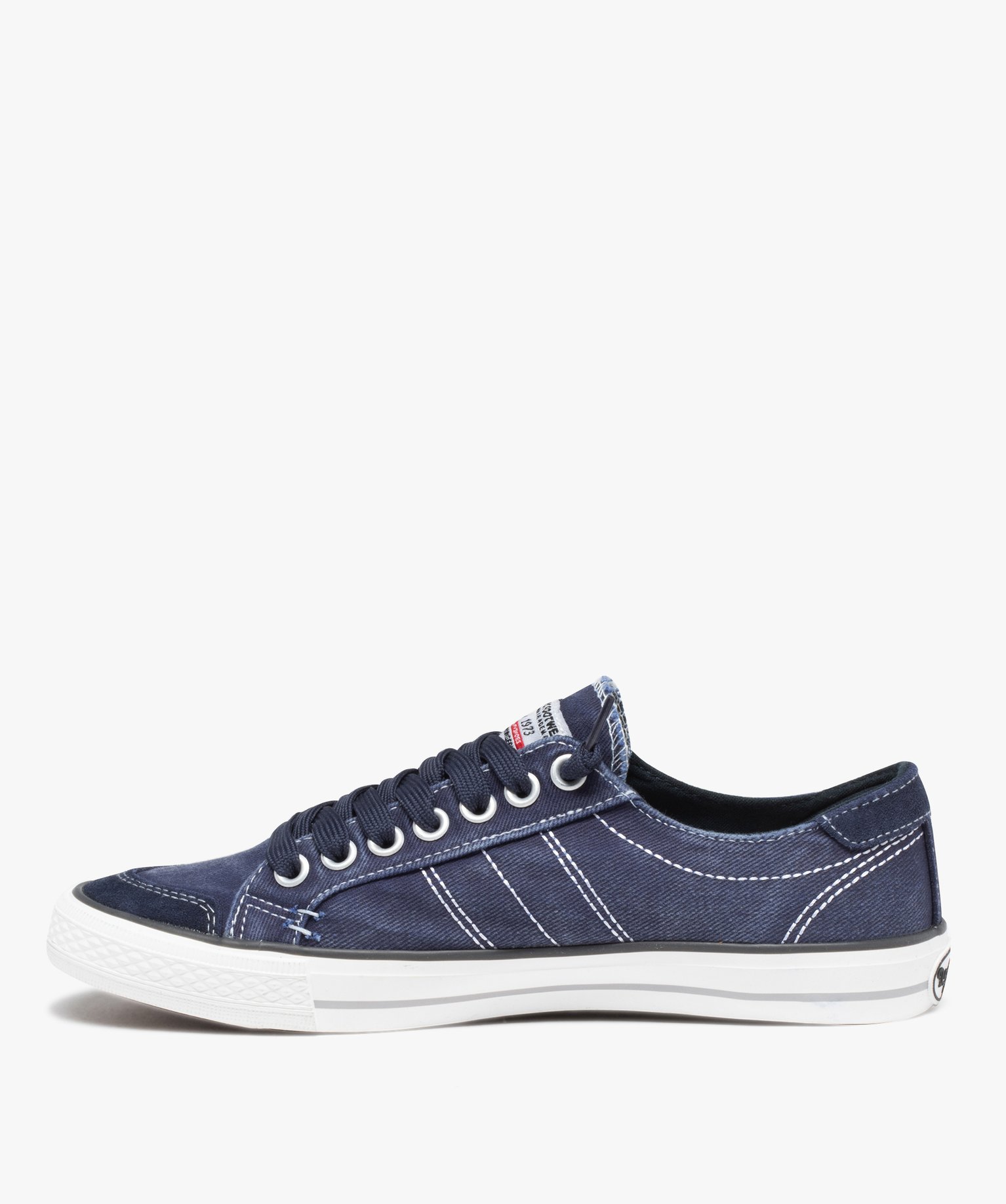 Baskets homme en toile denim unie à lacets - Dockers marine | GEMO