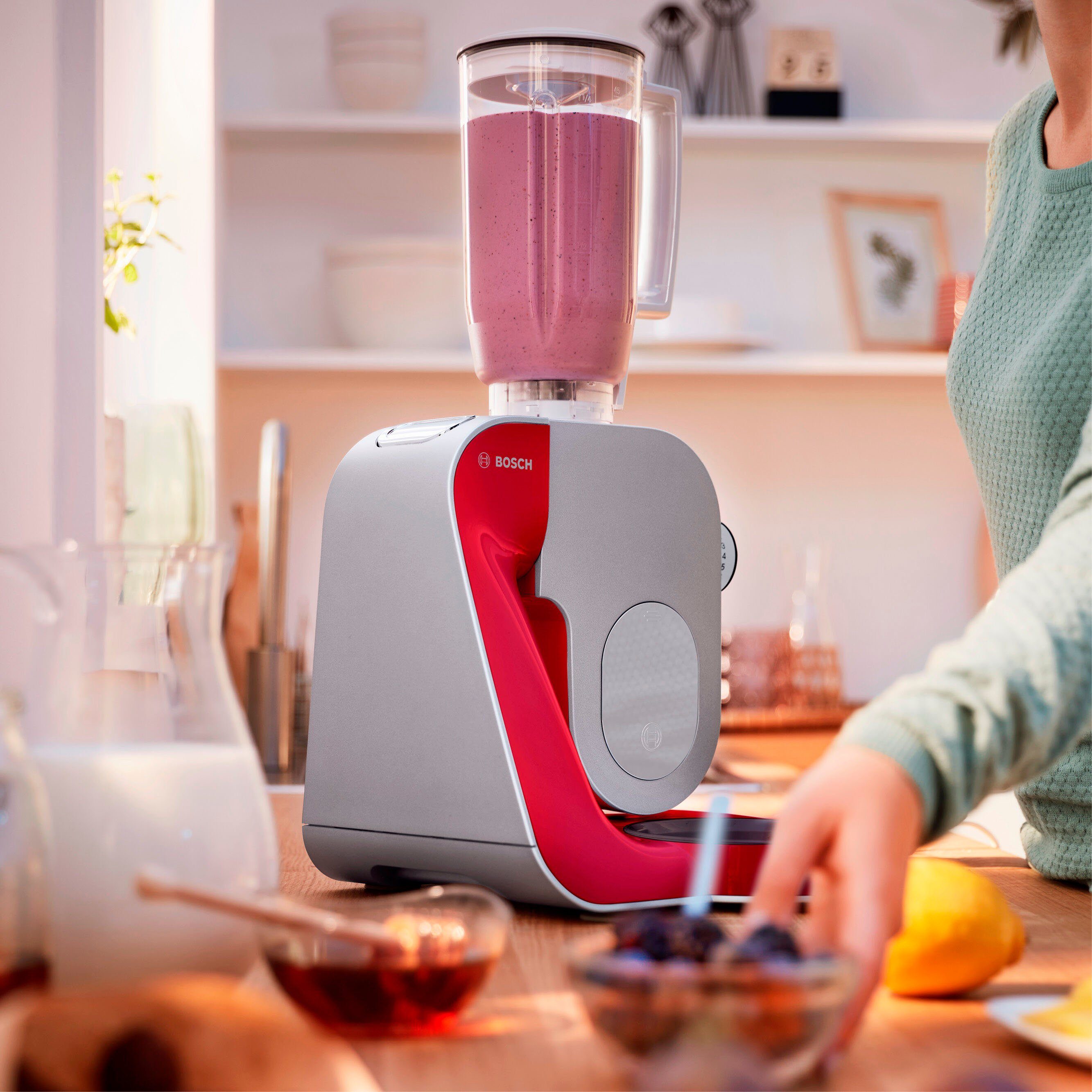 BOSCH Küchenmaschine MUM5 Styline MUM56740, 900 W, 3,9 l-Schüssel, inkl. umfangreichem Zubehör: Wert UVP € ca. 111,-
