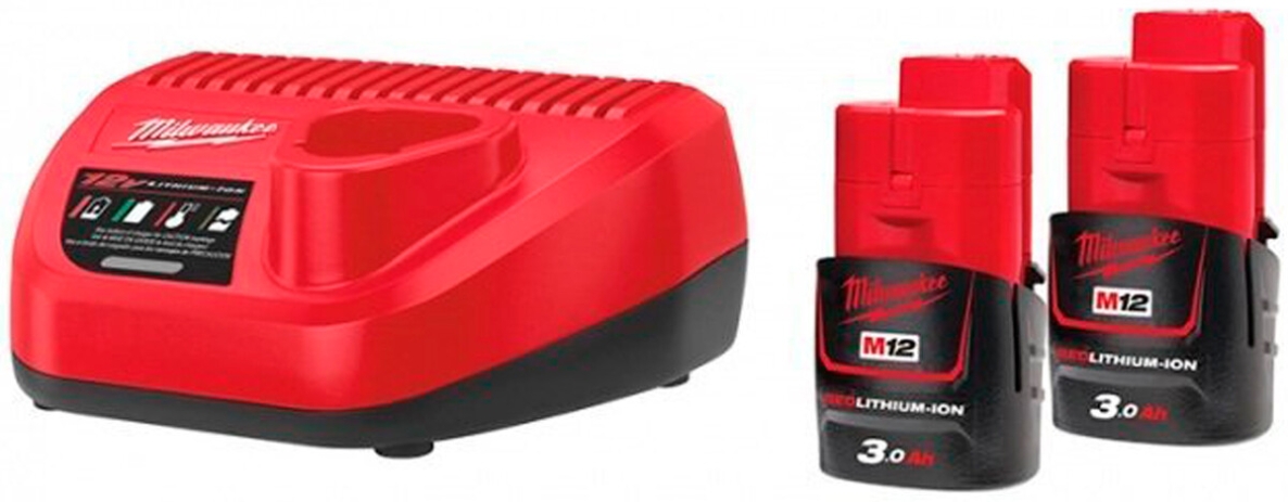 Accesorii Milwaukee 4933451902 M12 NRG-302 Pachet M12™ NRG - 2 x baterie 12V 3.0Ah + încărcător C12C 4933451902