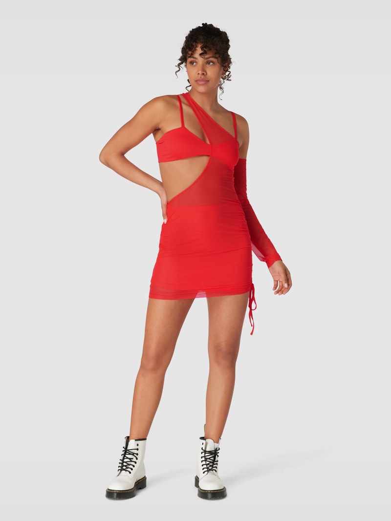 Minikleid mit Label-Print Modell 'BODYCON' in rot