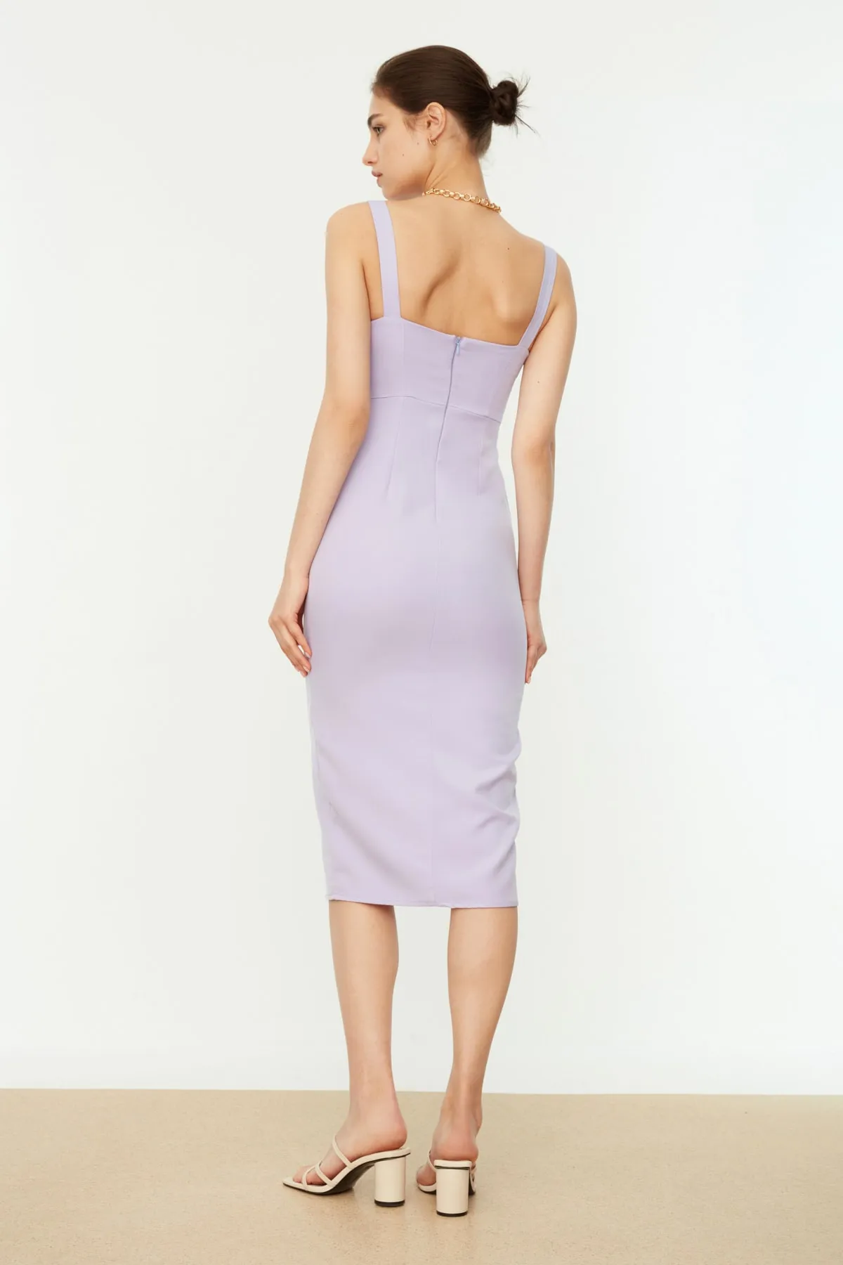 Trendyol Collection  Lila gewebtes Kleid mit Schlitz TWOSS19BB0216