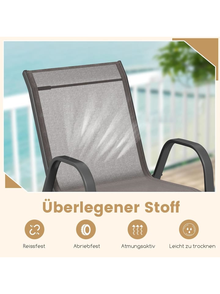 COSTWAY 2er Set Gartenstühle 56x70x84cm in Grau günstig kaufen onesize