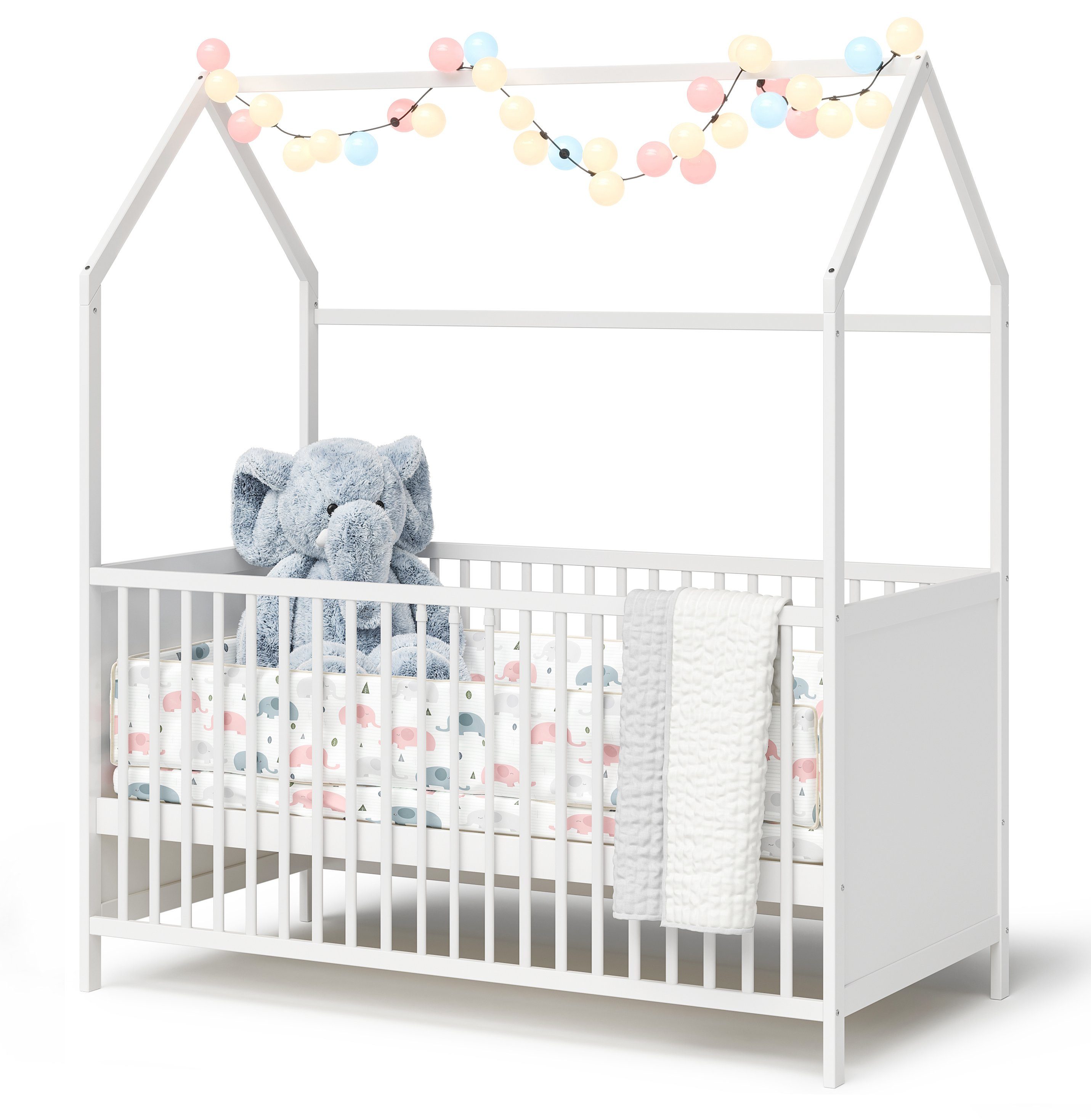 Bellabino Babybett Nika, mit 3-fach höhenverstellbarem Lattenrost, umbaubar zum Juniorbett