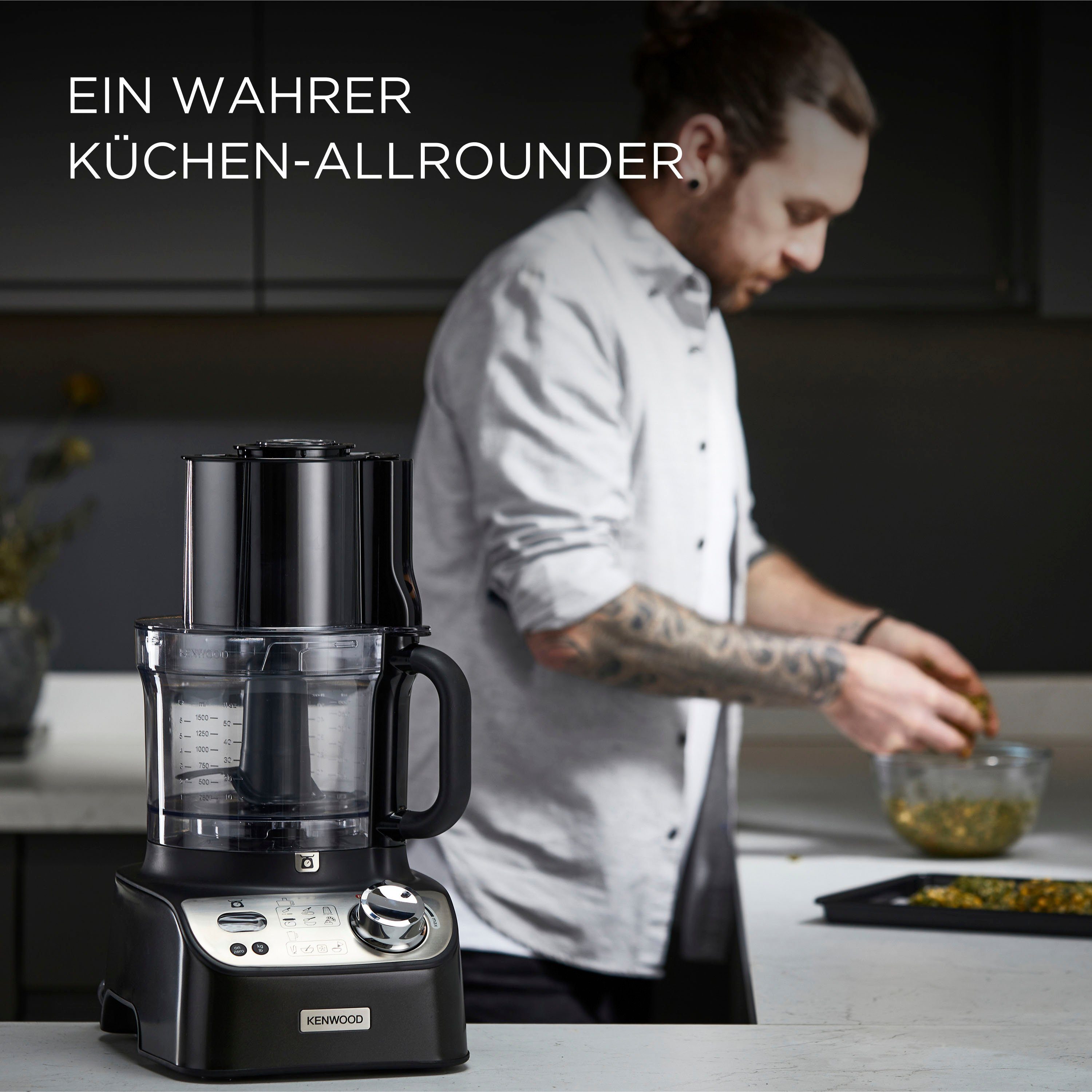 KENWOOD Küchenmaschine FDM72.990BK MultiPro XL Weigh+, 1000 W, 3 l Schüssel, 1000 Watt, 3 l Arbeitsbehälter, Autograph Collection