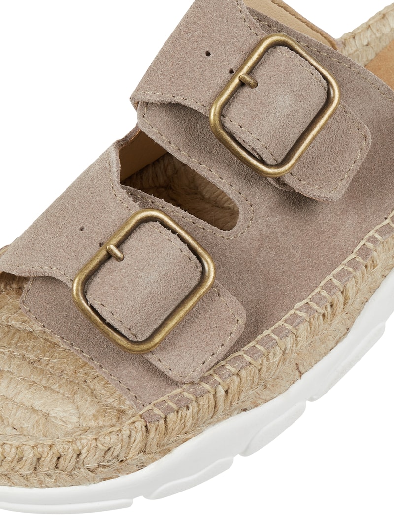 Sandalen aus Veloursleder in taupe