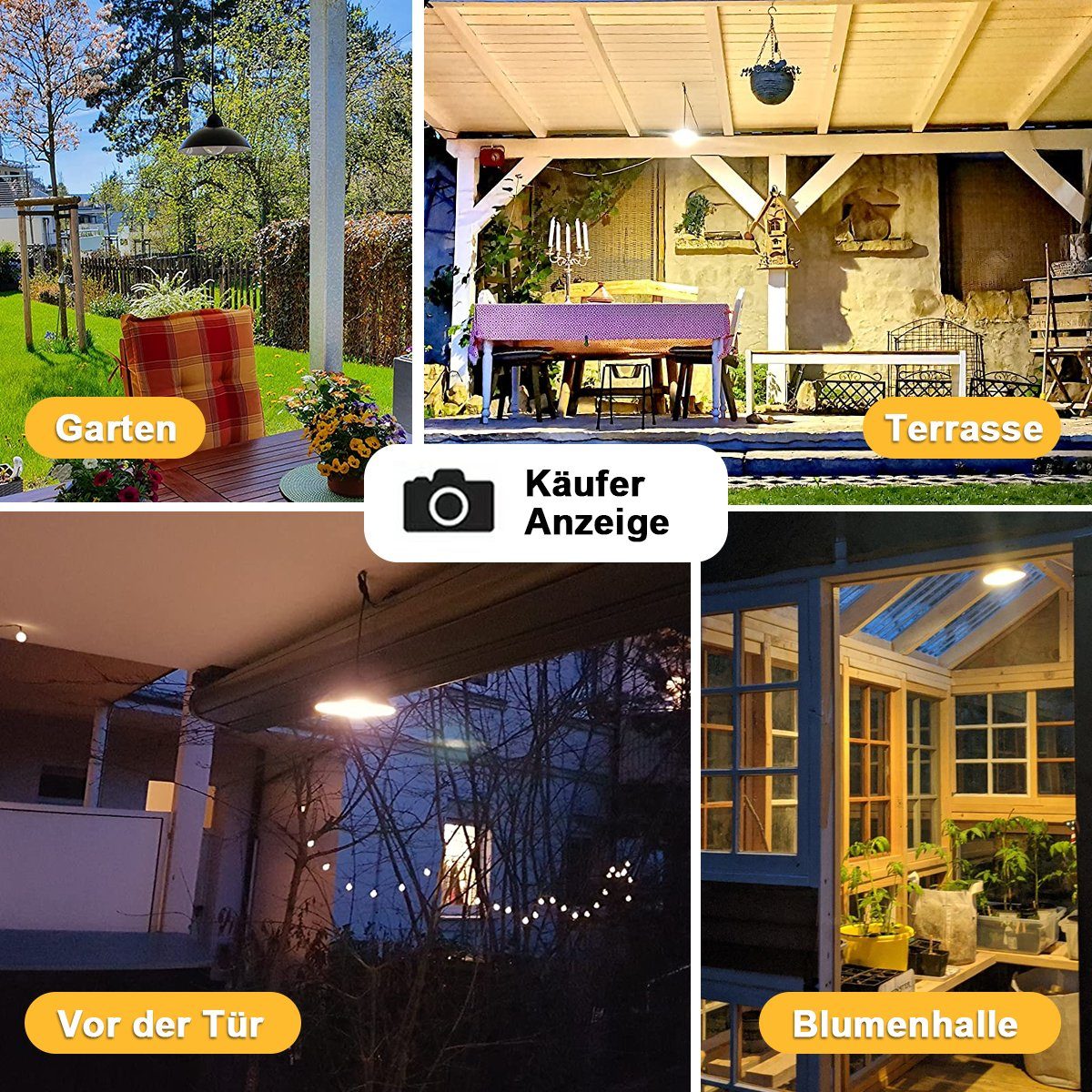 DOPWii LED Solarleuchte Solarlampen,180 ° Einstellbares IP65,5m Kabel