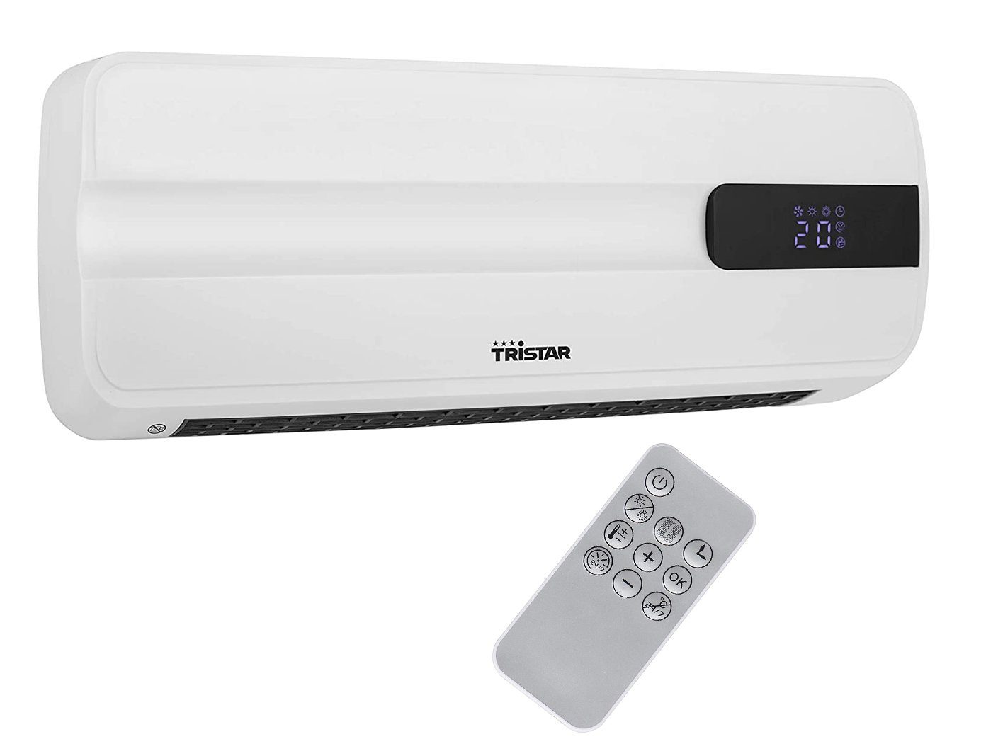 Tristar Keramikheizlüfter, 2000 W, Keramische Elektro Heizung Wandmontage Timer Fernbedienung, 42cm breit