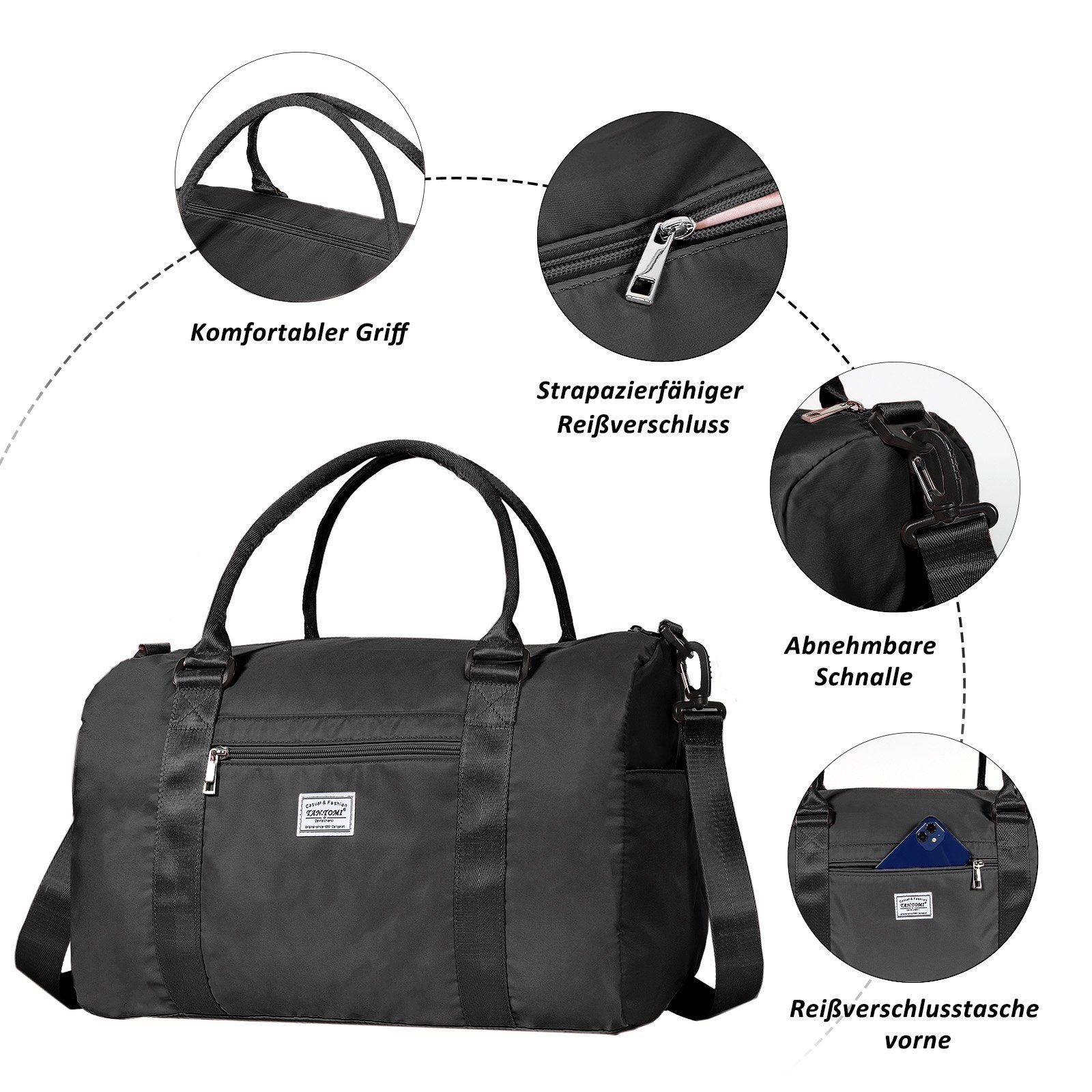 TAN.TOMI Sporttasche Sport Duffel Bag Damen,Handgepäck für Ryanair Cabin Bag Sporttasche, mit Nassfach & Schuhfach Reisetasche Handgepäck Tasche für Flugzeug