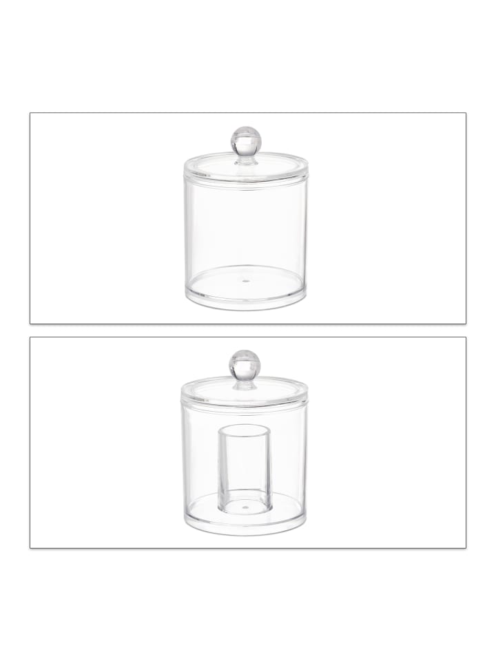 relaxdays 3er-Set: Wattestäbchen Aufbewahrung in Transparent günstig kaufen onesize