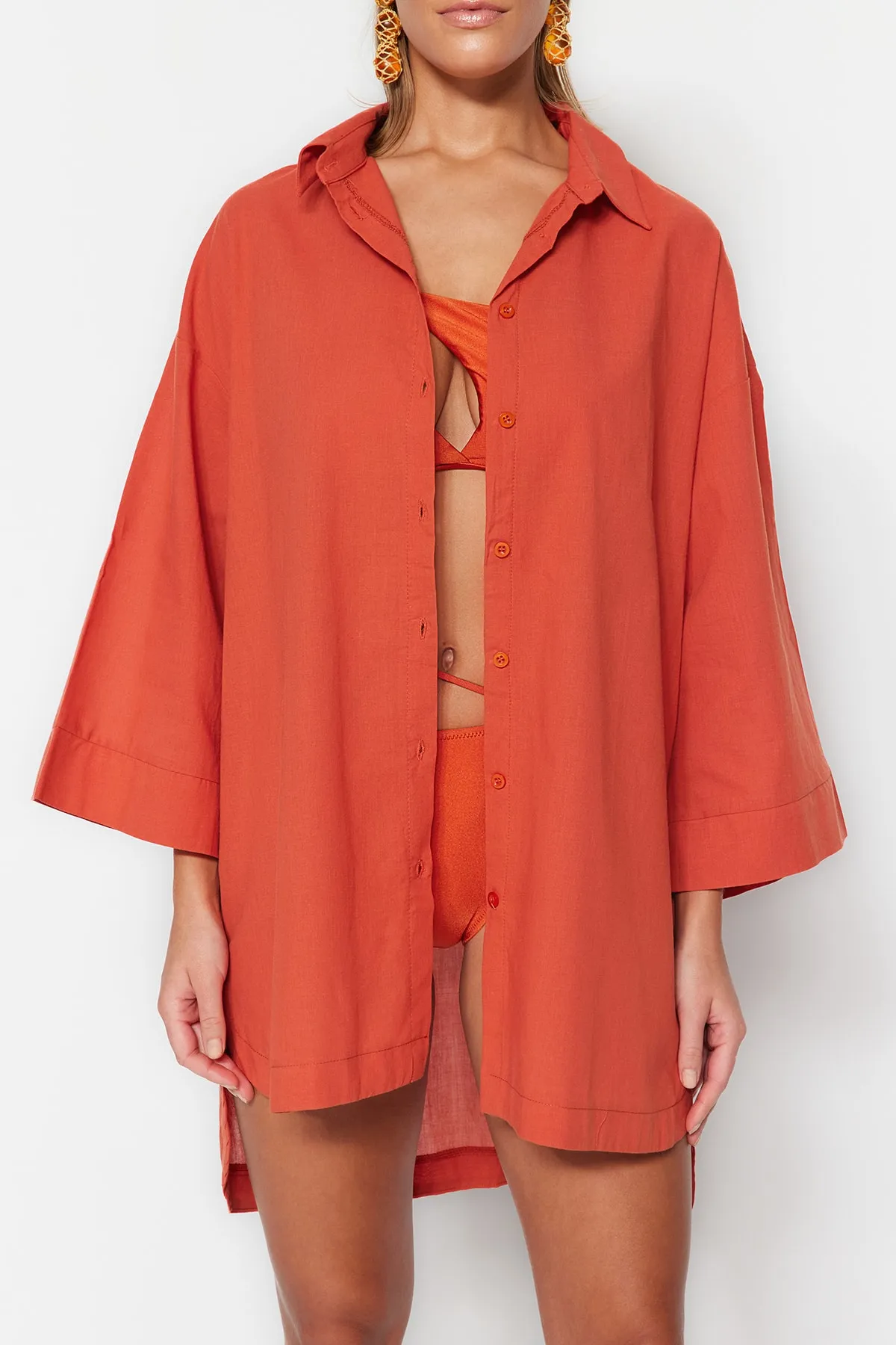 Trendyol Collection  Hemd - Braun - Oversized
