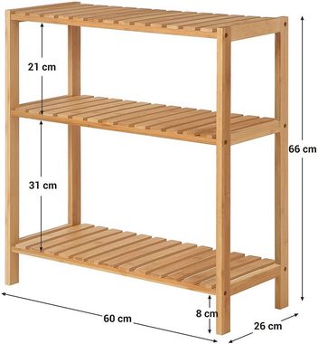 SONGMICS Badregal Badezimmerregal, Standregal aus Bambus, naturfarben