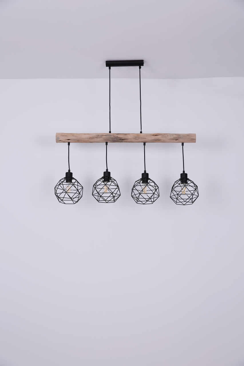 Globo Lighting - THEODOR - Hängeleuchte Metall schwarz matt, 4x E27