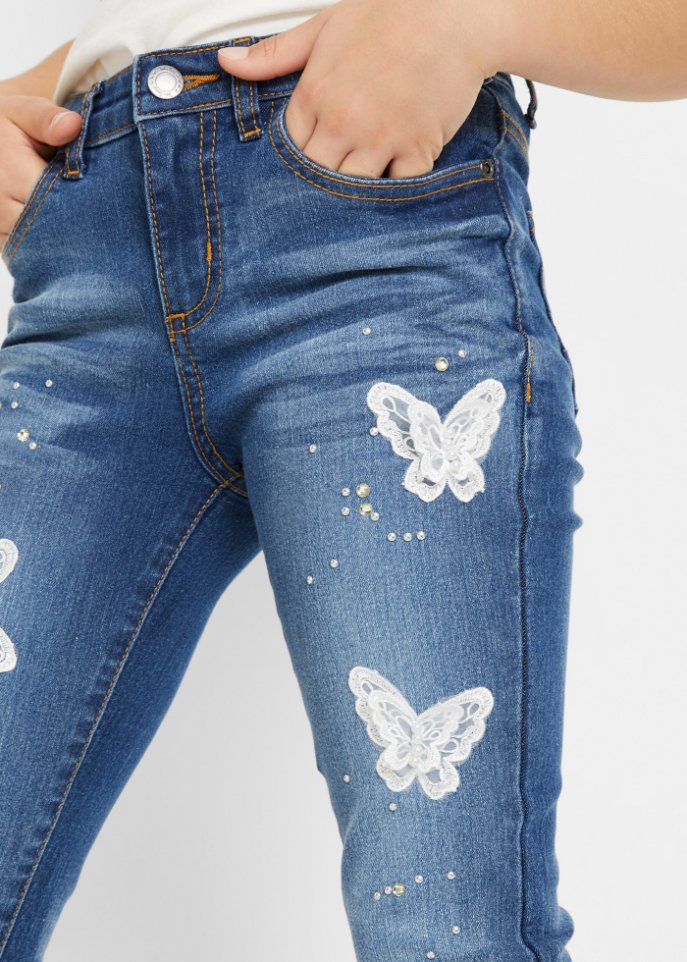 Mädchen Jeans mit Schmetterlings-Applikation
