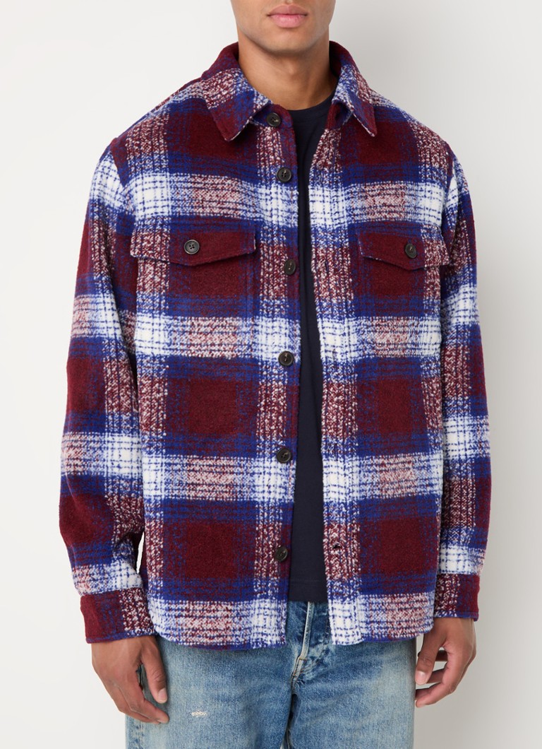 Gant overshirt in wool blend with check pattern and flap pockets