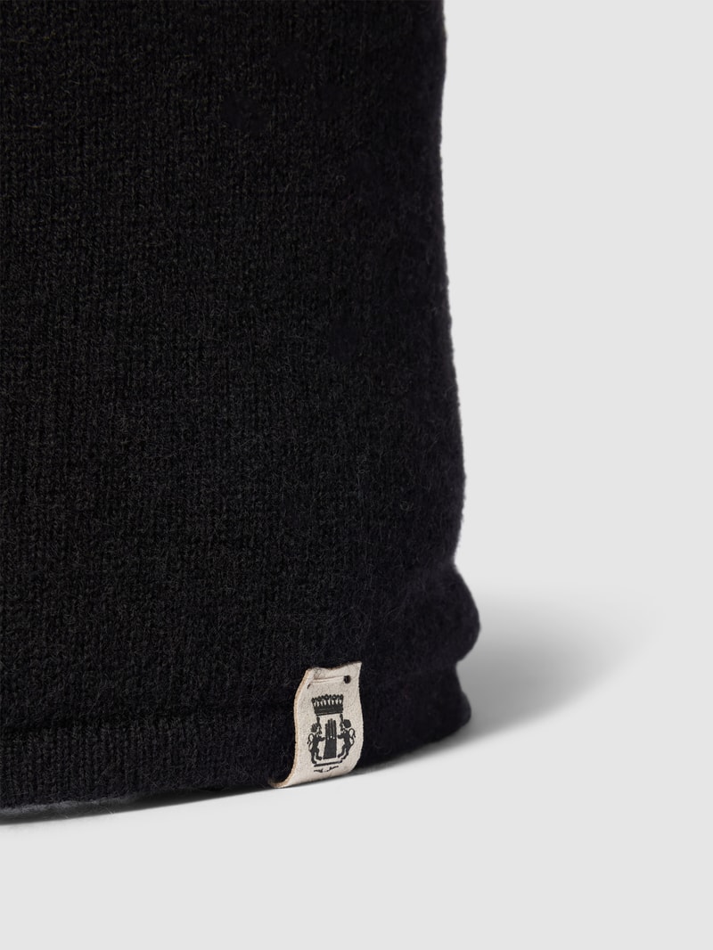Beanie aus Kaschmir mit Label-Detail in schwarz