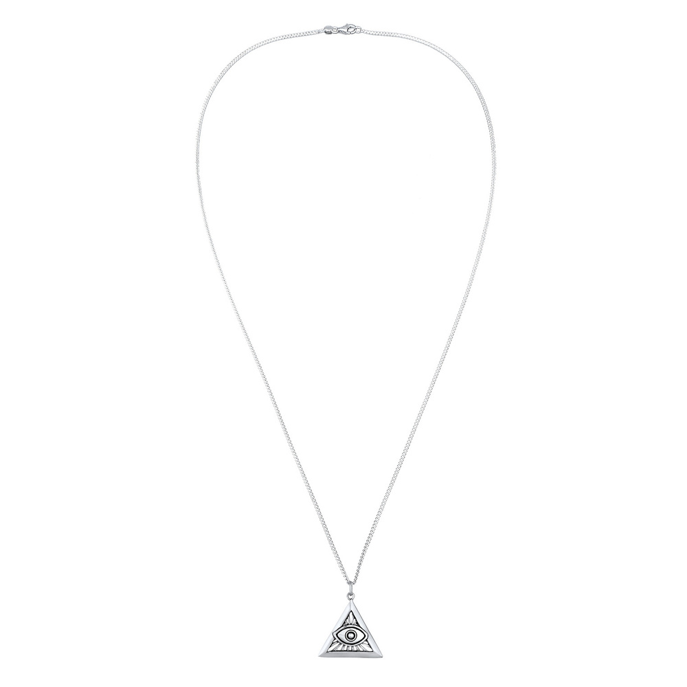 KUZZOI KUZZOI Collier Hommes triangle pendentif Evil Eye en argent sterling 925 Bijoux
