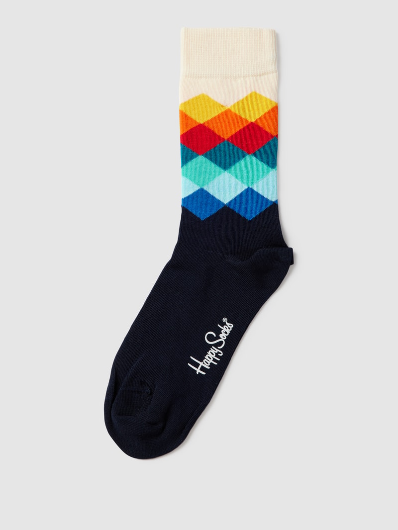 Socken mit Allover-Muster Modell 'FADED DIAMOND' in marineblau