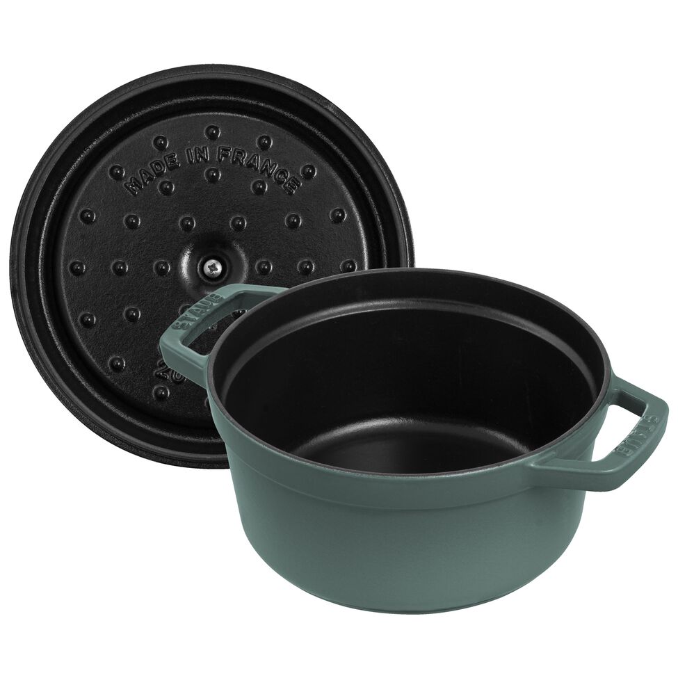 Cocotte 20 cm, rund, Eukalyptus, Gusseisen