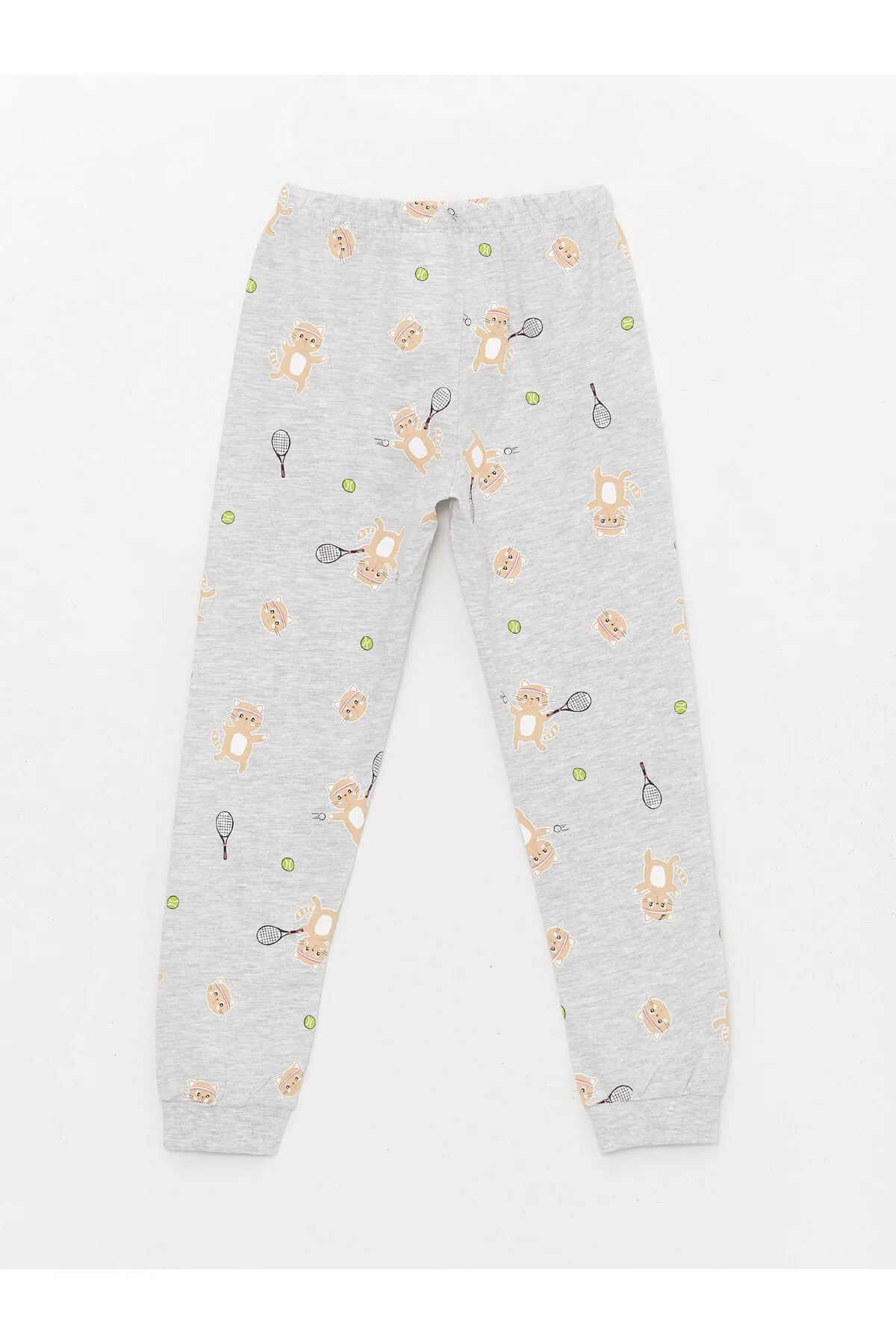 LC Waikiki  Bedrucktes Langarm-Pyjama-Set für Mädchen mit Rundhalsausschnitt