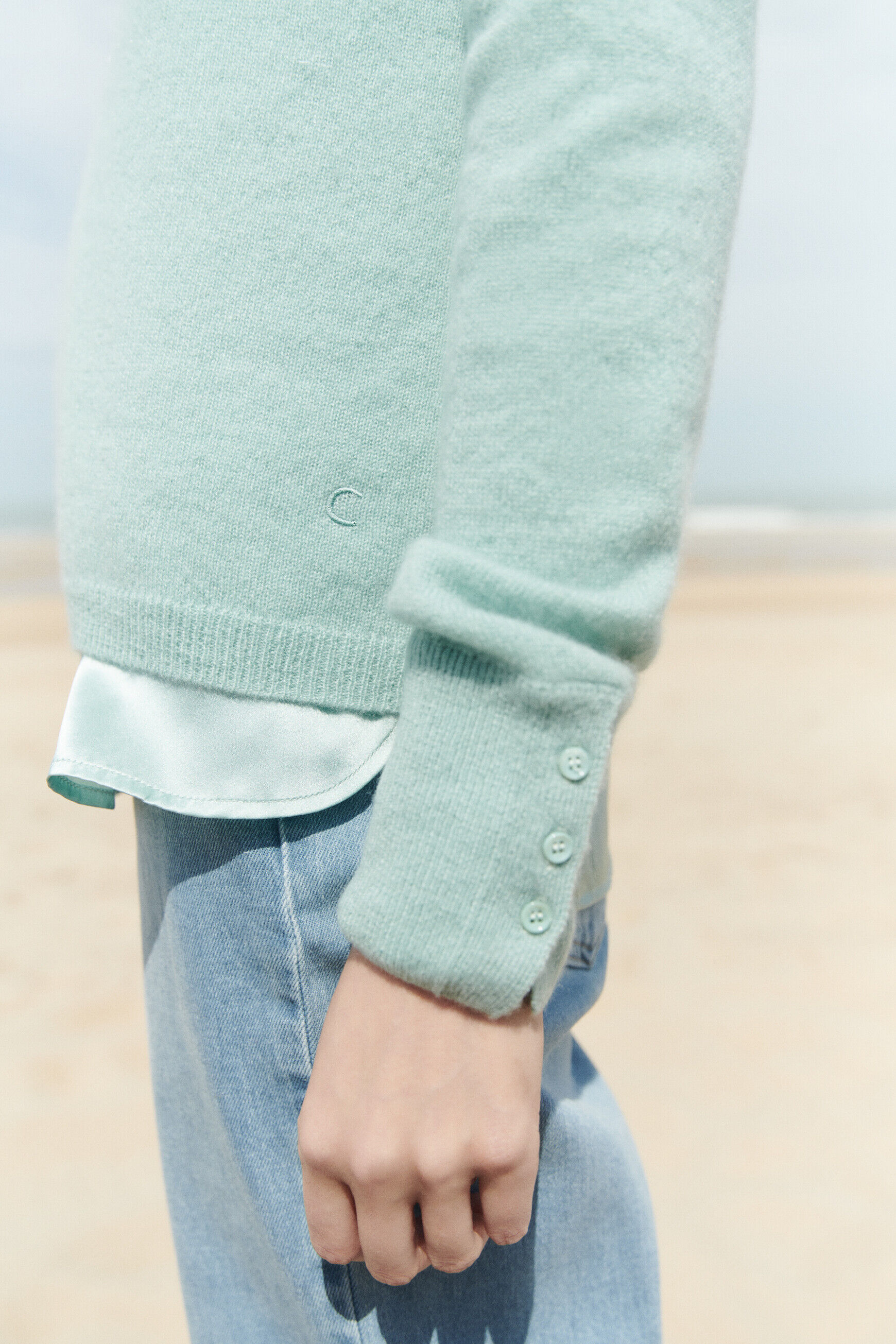 Pull mzoan vert clair femme