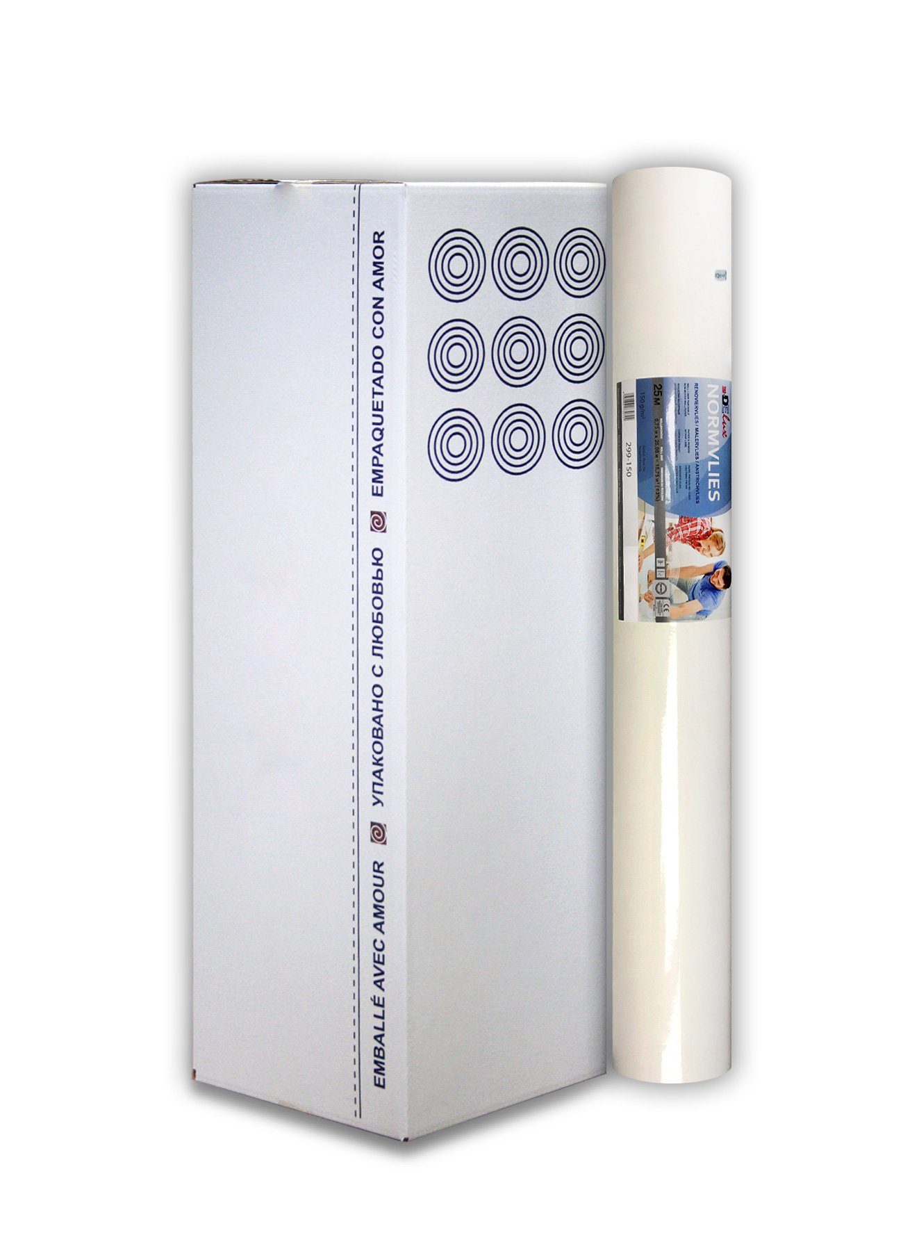 Profhome Vliestapete 299-150-9-O, glatt, matt, einfarbig, unifarben, (Renoviervlies Glattvlies Malervlies, 150 g/m2, 1 Karton mit 9 Rollen / 168,75 m2 weiss), Reparaturvlies Anstrichvlies glasfaserfrei, atmungsaktiv, rissüberbrückend, überstreichbar