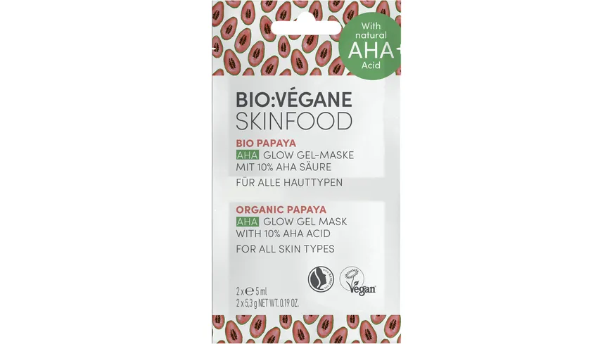 BIO:VÈGANE SKINFOOD Bio Papaya AHA Glow Gel-Maske 10 ml