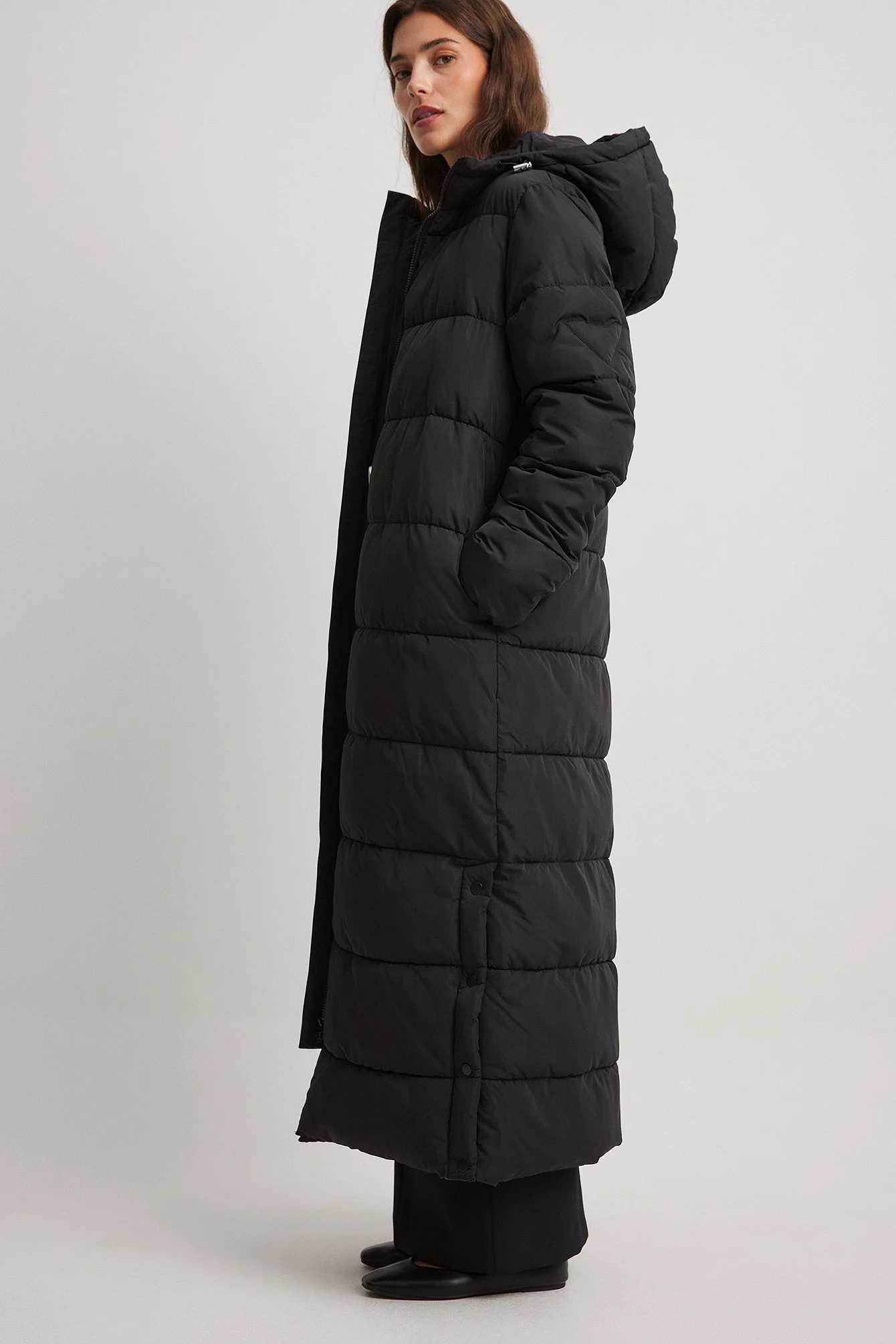 Lange, wattierte Jacke