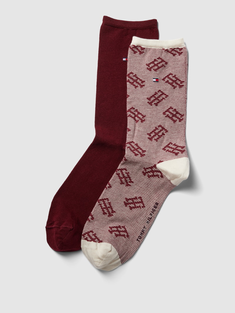 Socken mit Label-Details 2er-Pack in bordeaux rot