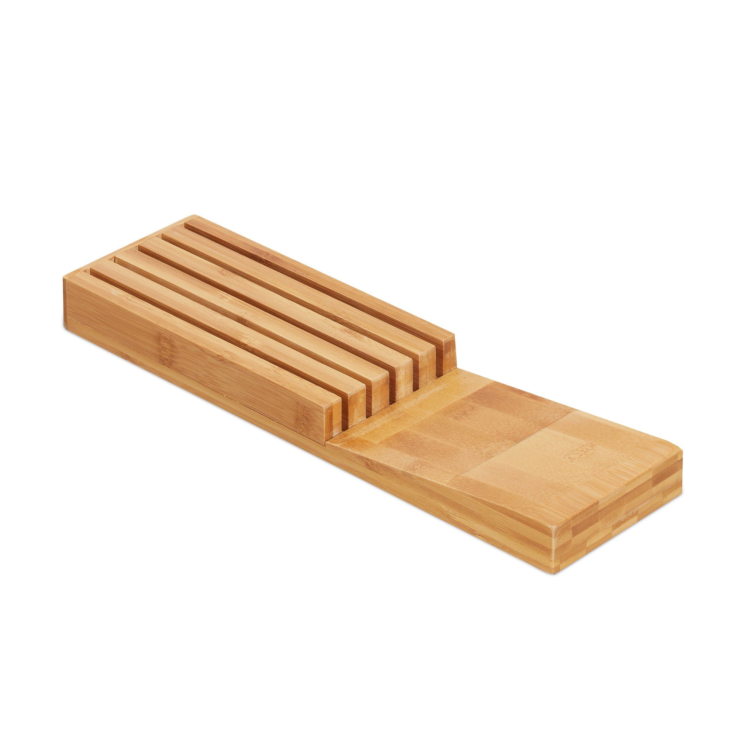 relaxdays Messerblock Messerorganizer Bambus für 5 Messer