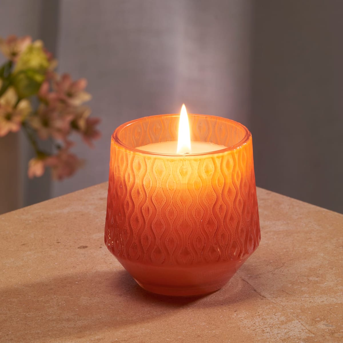 Duftkerzenglas mit Muster, orange, 1 St