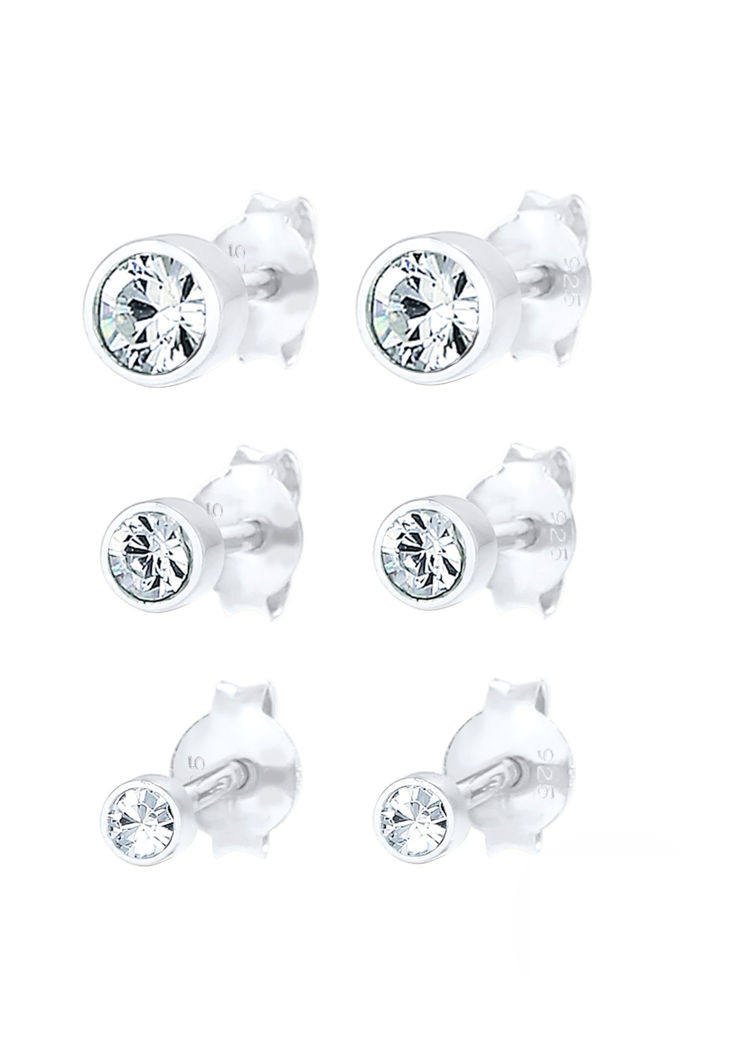 Set di orecchini a lobo scintillanti da donna Elli con cristalli in argento sterling 925