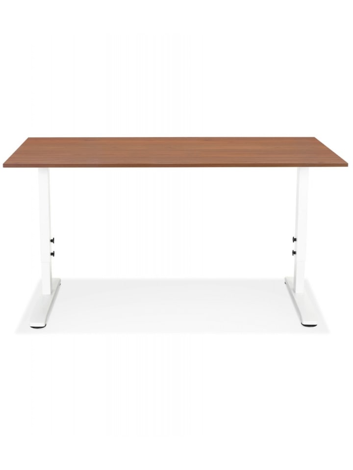 KADIMA DESIGN Höhenverstellbarer Schreibtisch aus Holz Metall | Modern Elegant in Braun-Weiß günstig kaufen
