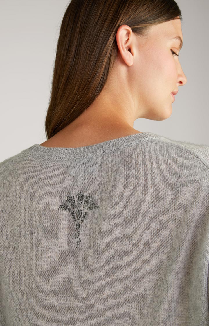 Cashmere-Strickpullover in Grau meliert