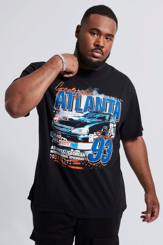 Plus T-Shirt mit Atlanta Moto-Print