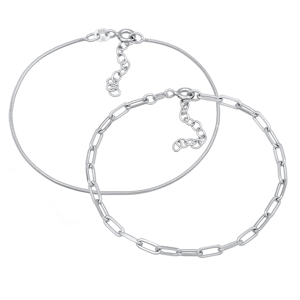 Elli PREMIUM Elli PREMIUM Bracelet Maillons Basique pour Femmes Set de 2 en argent sterling 92 Bracelet