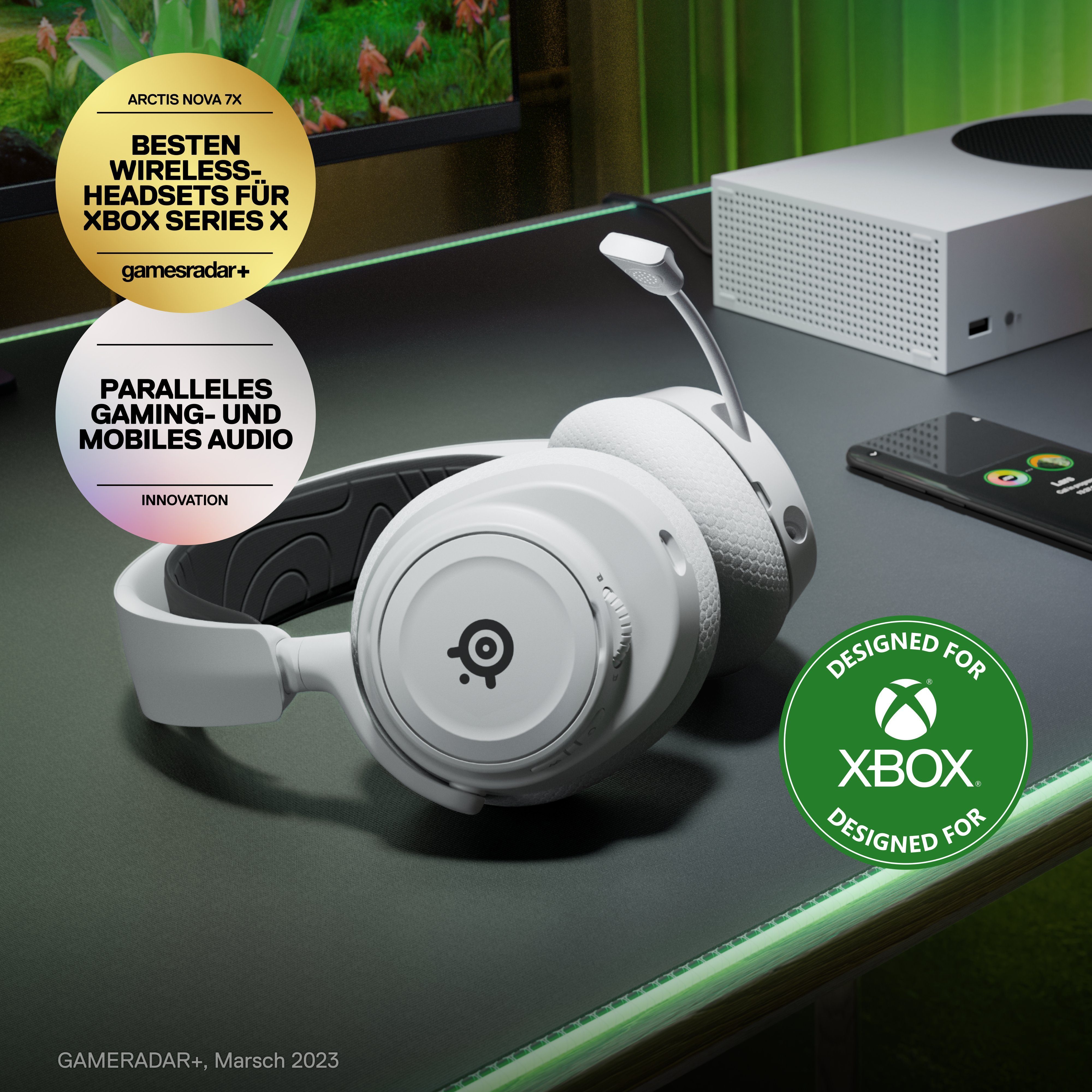 SteelSeries Arctis Nova 7X White Gaming-Headset (Noise-Cancelling)