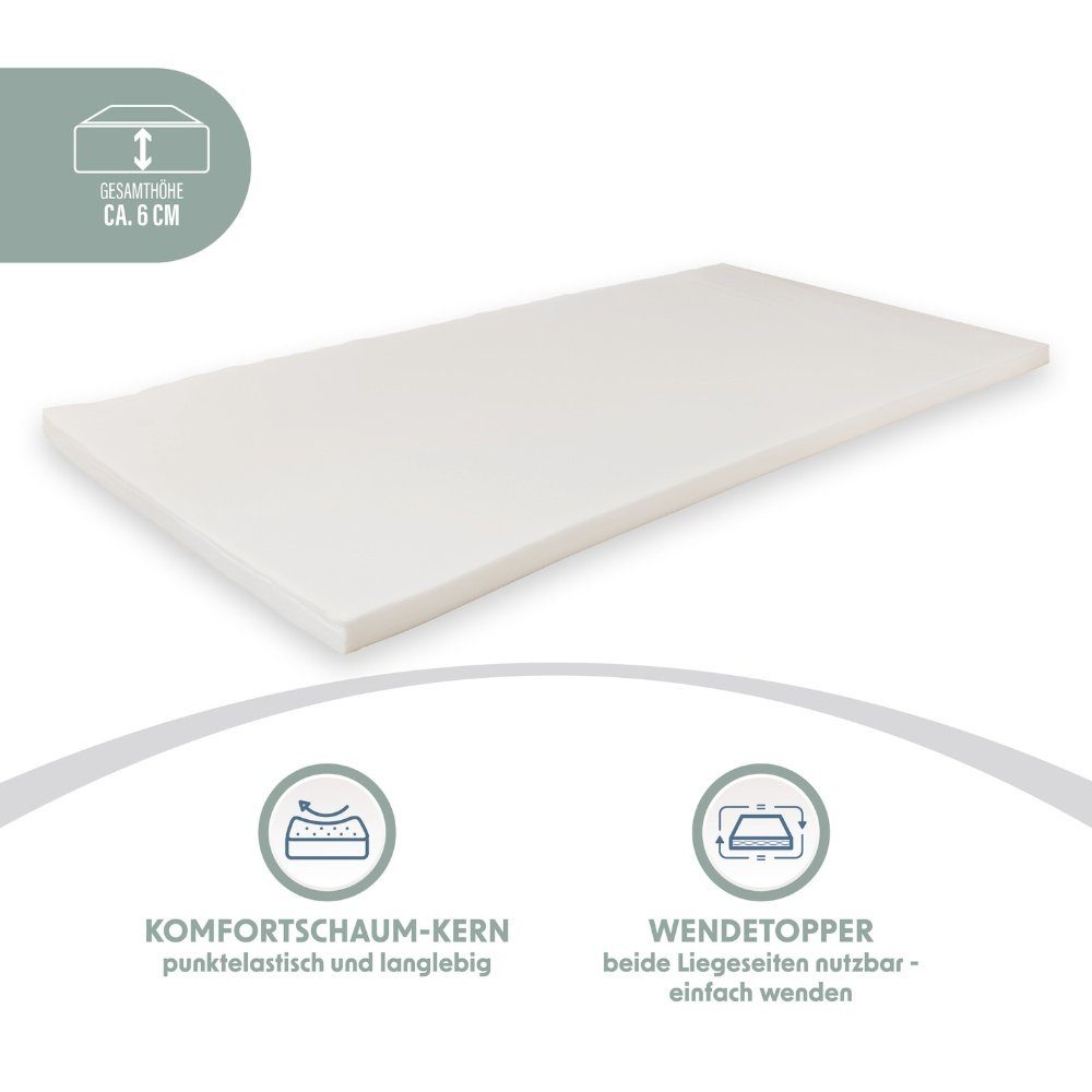 Topper LAY - Made in Germany, HOME DELUXE, 6 cm hoch, Polyester, für Allergiker geeignet, atmungsaktiv, Schadstoffgeprüft