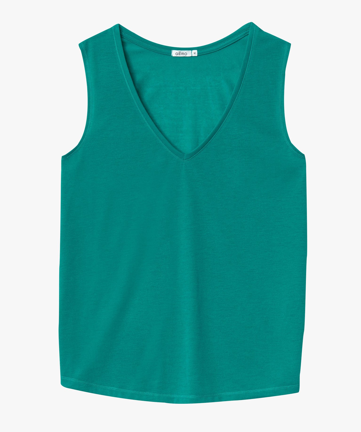 Débardeur col V en maille fluide femme bleu | GEMO