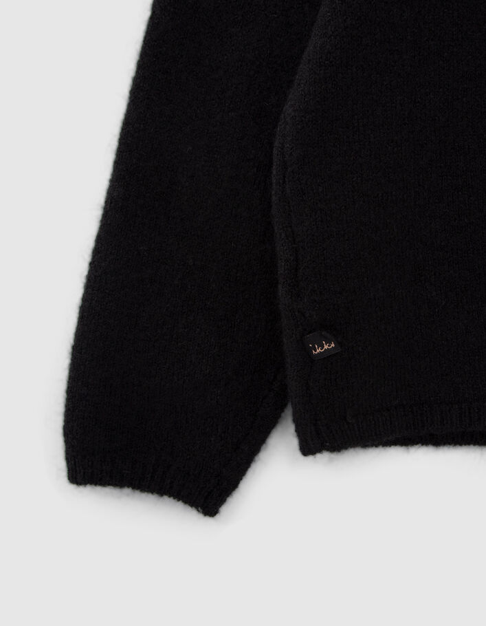 Pull noir tricot Intarsia message fille