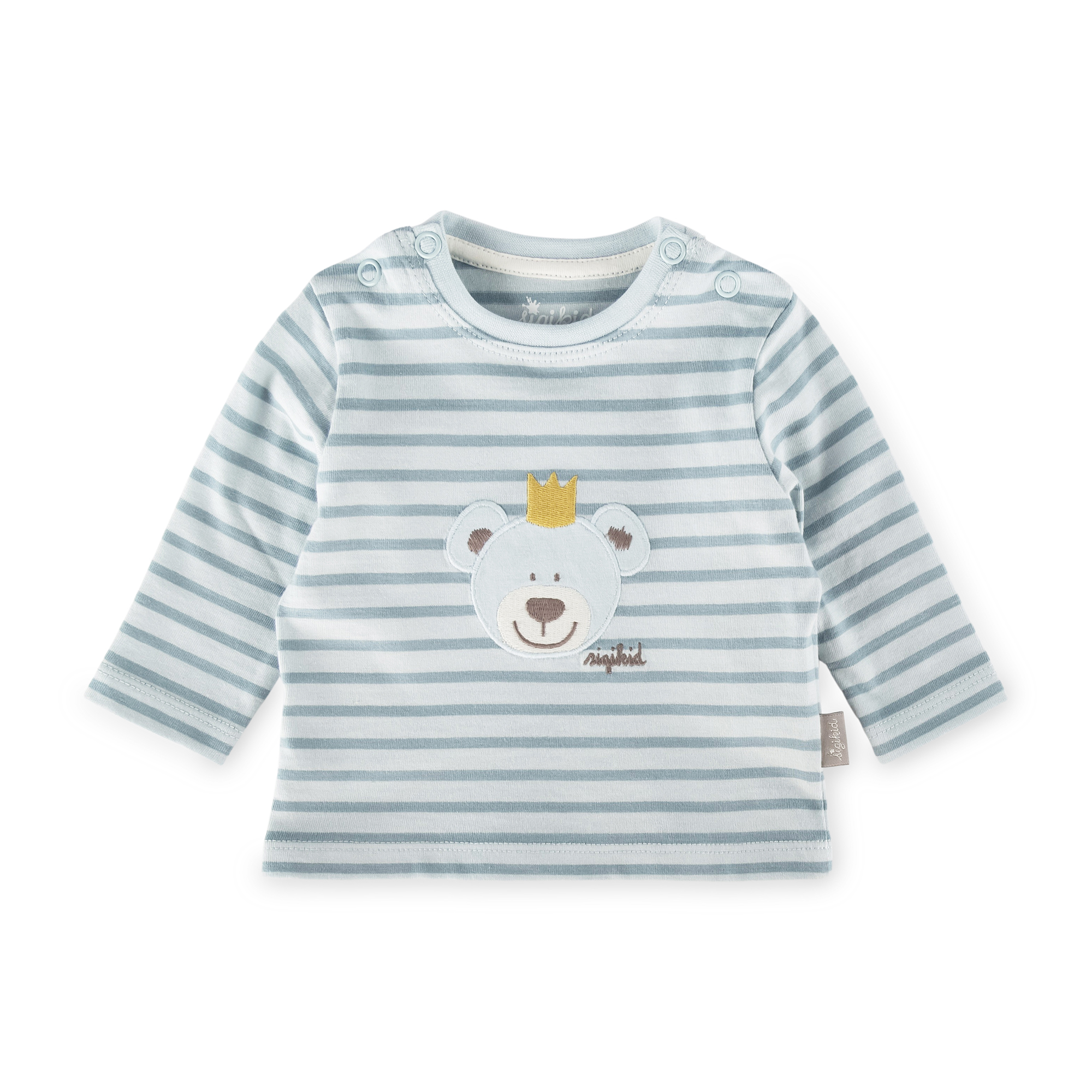 Baby Langarm Ringelshirt Krönchen Bär, blau