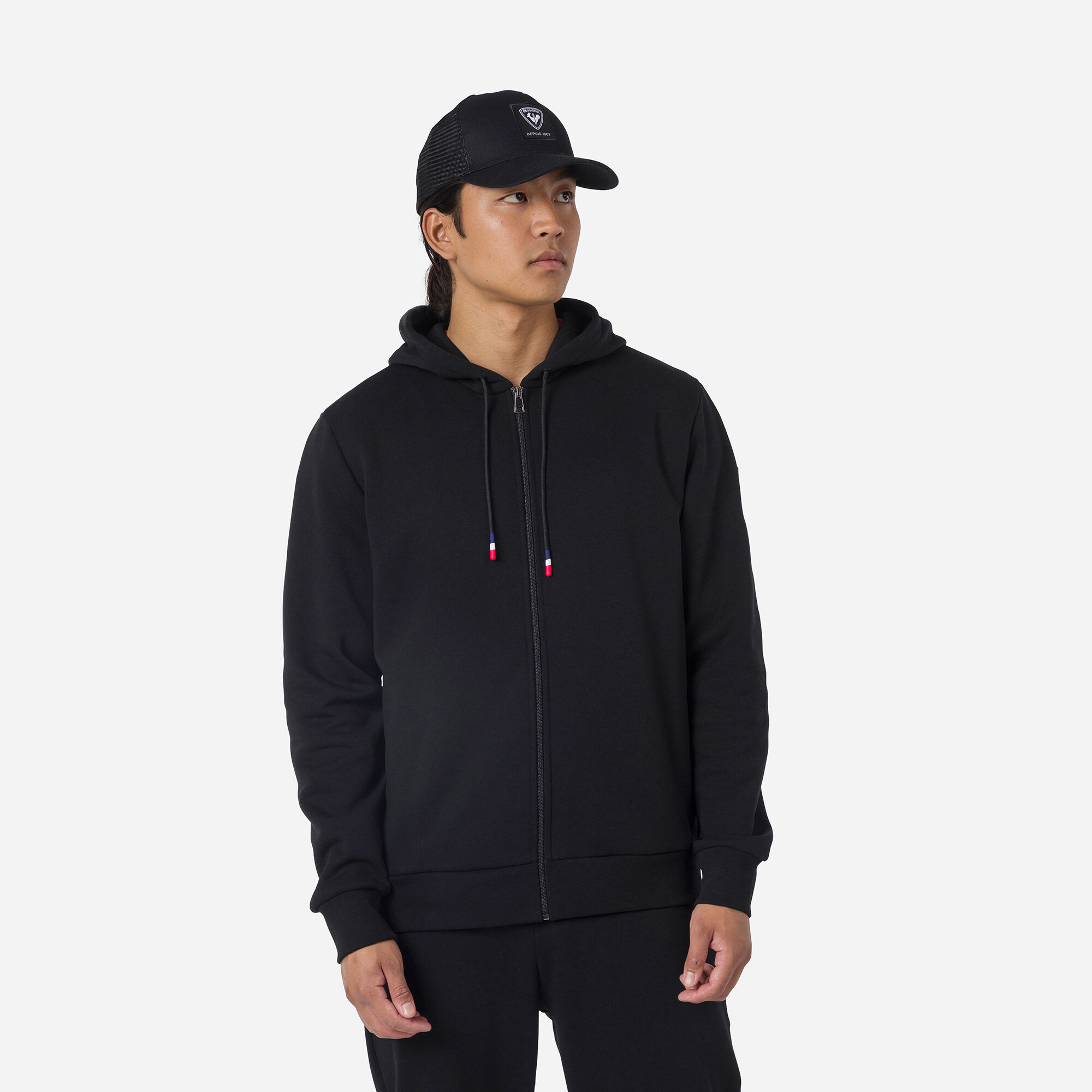 Sweat en coton à capuche zippé Logo Homme