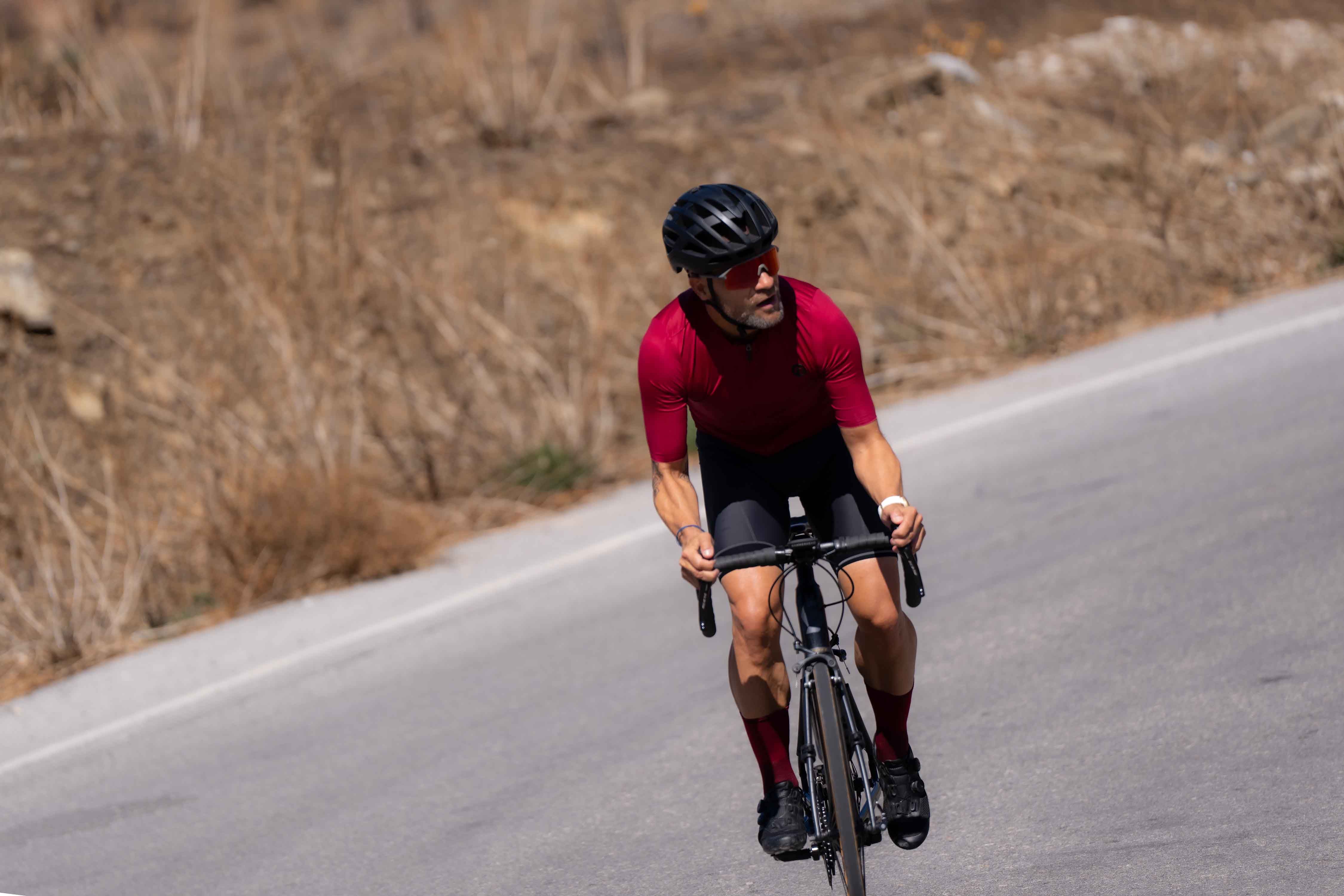 Rogelli Distance Weinrot Herren Radtrikot Kurzarm