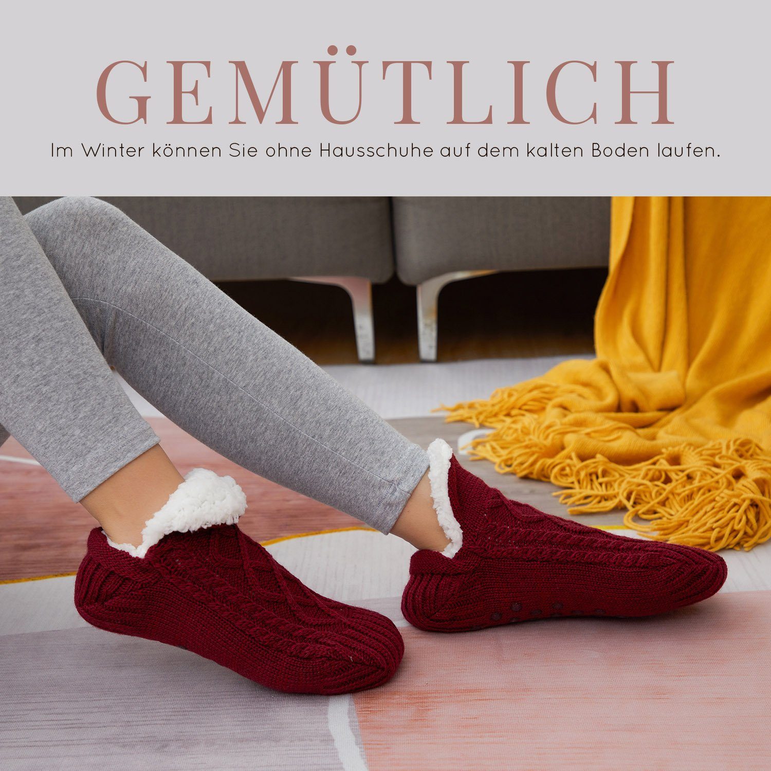 TOPMELON Haussocken Kuschelsocken Socken Stoppersocken Plüsch Hausschuhe