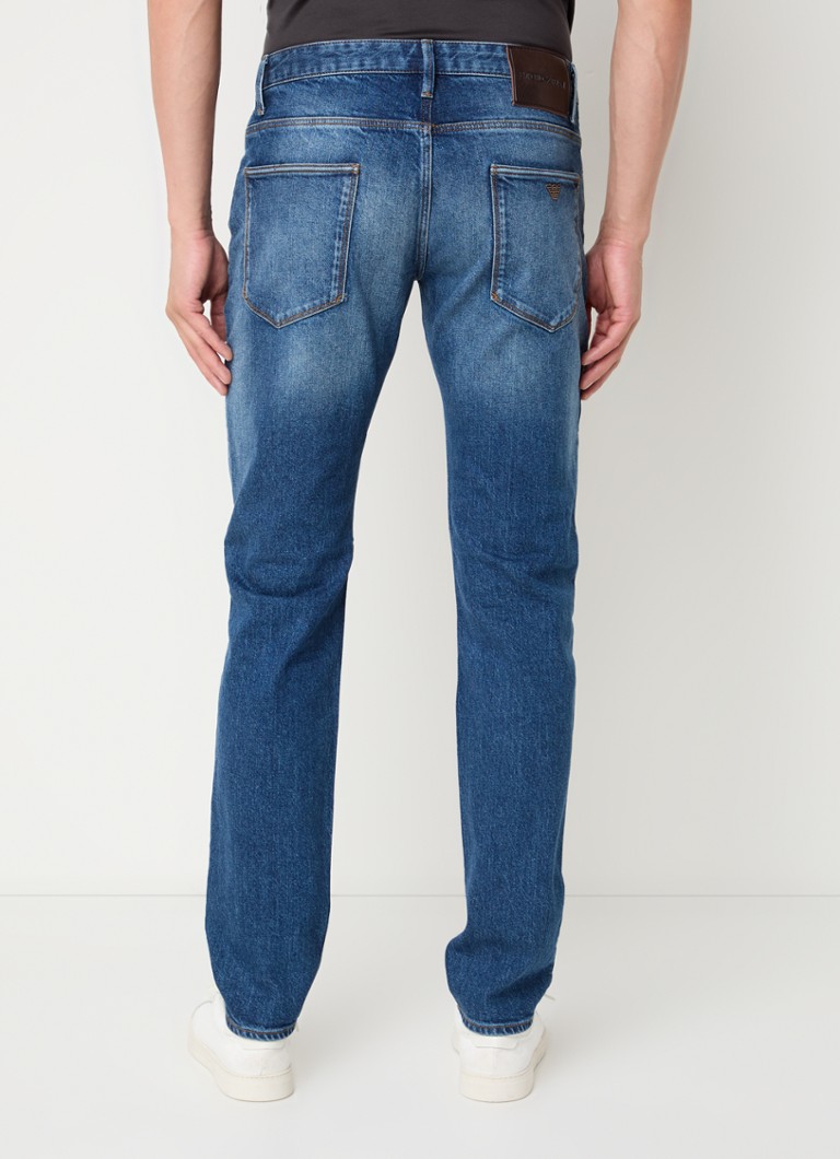 Blugi Emporio Armani cu croială dreaptă, decolorare închisă