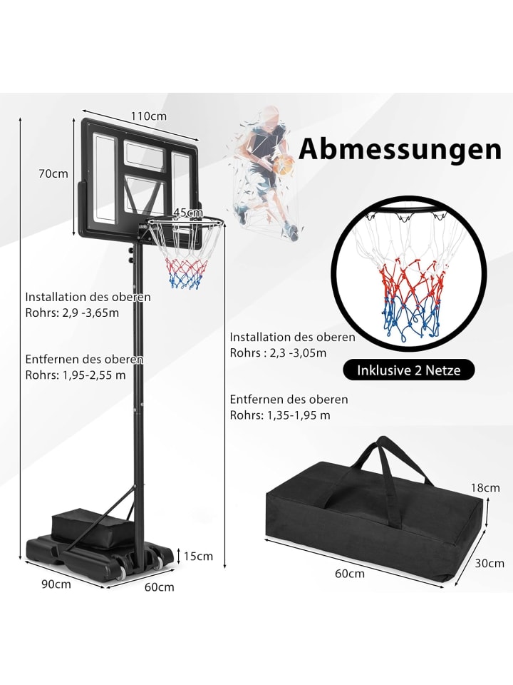 COSTWAY Basketballständer 143-305 cm in Schwarz günstig kaufen onesize