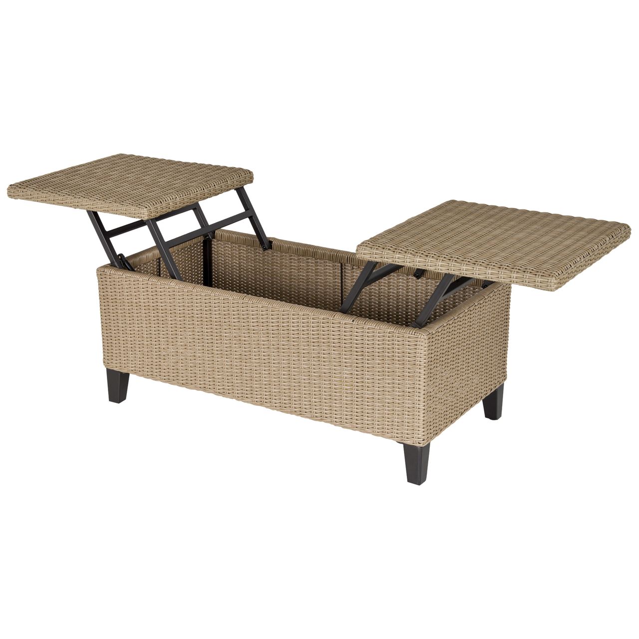 Outsunny Polyrattan Garten Balkontisch ausziehbar Stahl Khaki 103 x 50 x 45,5 cm