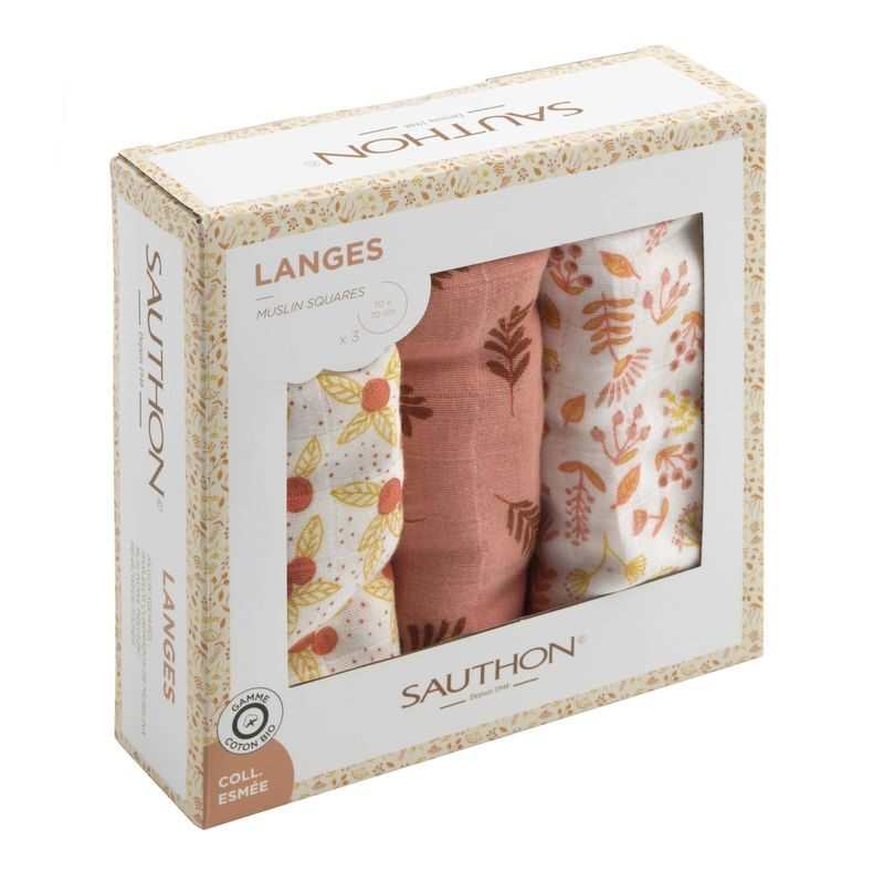Lot de 3 langes coton bio Esmée