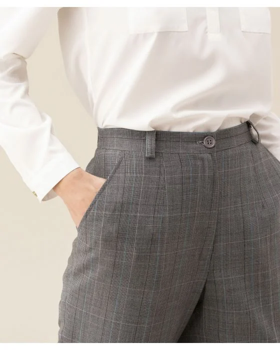 Pantalon droit, lainage aspect flanelle, 2 statures